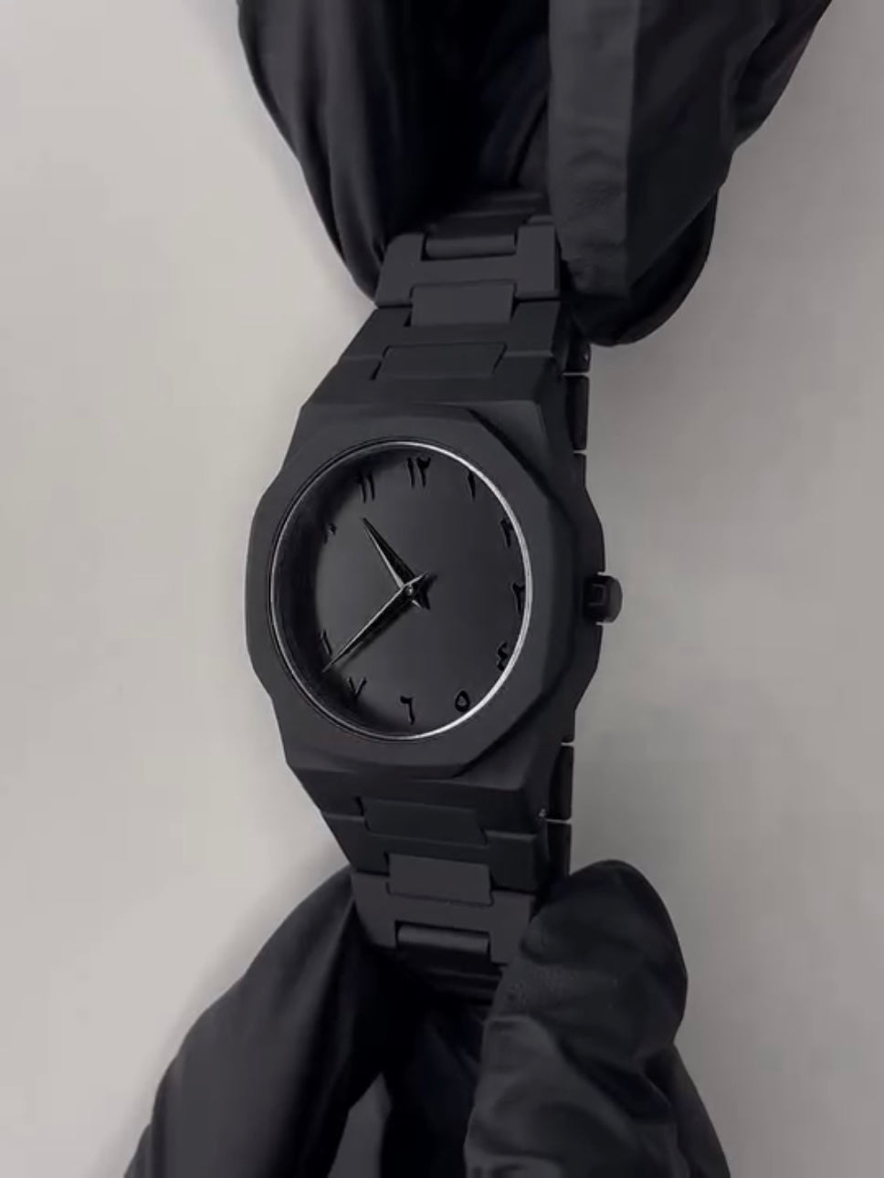 Black Aura Quartz Watch – Lightweight Design, Arabic Dial Full Black Aura Wrist Watch
