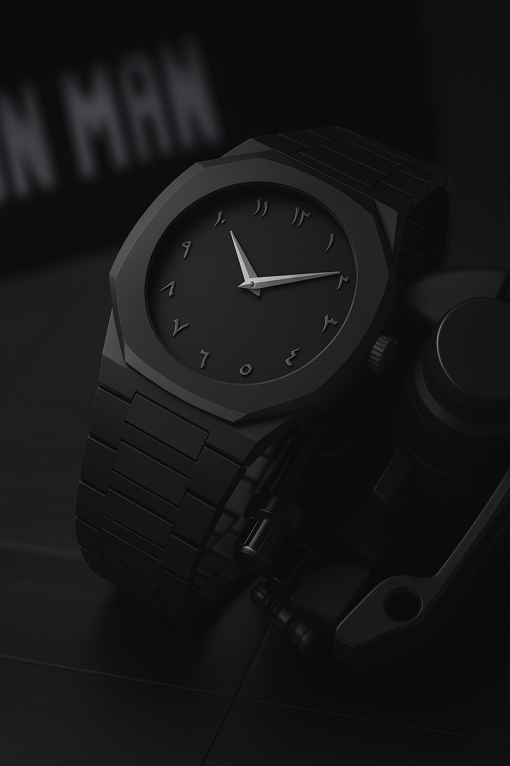 Black Aura Quartz Watch – Lightweight Design, Arabic Dial Full Black Aura Wrist Watch