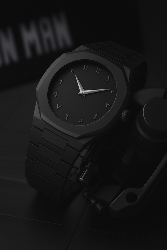 Black Aura Quartz Watch – Lightweight Design, Arabic Dial Full Black Aura Wrist Watch