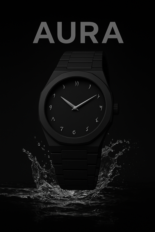 Black Aura Quartz Watch – Lightweight Design, Arabic Dial Full Black Aura Wrist Watch