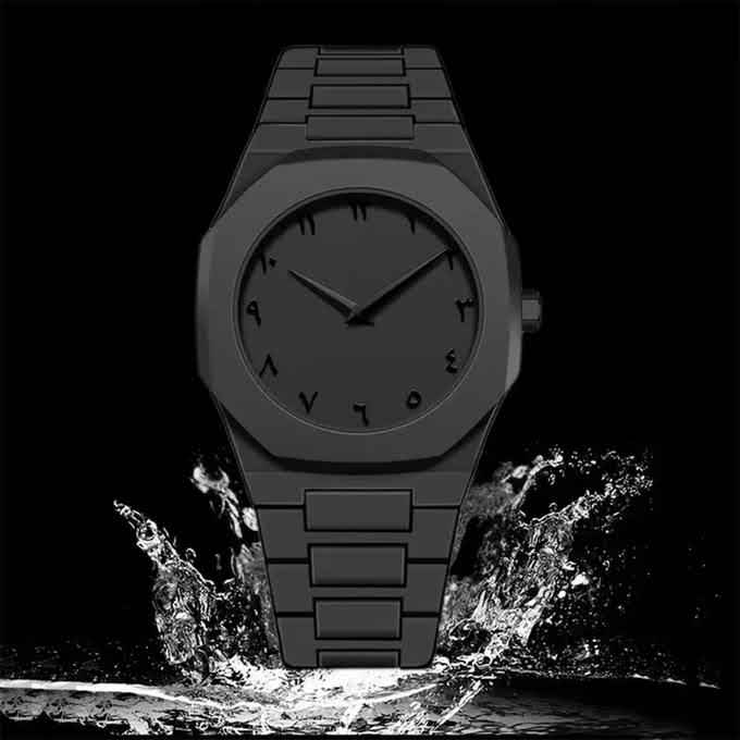 Black Aura Quartz Watch – Lightweight Design, Arabic Dial Full Black Aura Wrist Watch